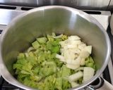 A picture of step 1 of Leek and celery soup with spiced onions.