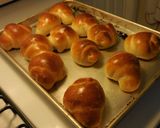A picture of step 5 of Almond milk dinner roll bread with homemade sourdough.