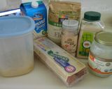 A picture of step 1 of Almond milk dinner roll bread with homemade sourdough.