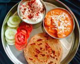 A picture of step 5 of PUNJABI THALI (Shahi paneer,laccha paratha with Dahi Bhalla).