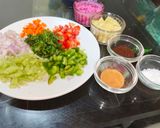 A picture of step 1 of Colourful fireless vegetable canapes chat.