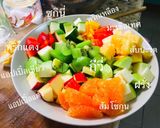 A picture of step 1 of Mixed Vegetable and Fruit Salad with Boiled Eggs (Passion Fruit Dressing).