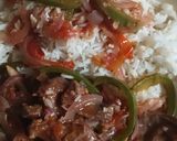 A picture of step 5 of Tender wet fry beef served with semi chilled boiled rice 😋.