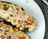 Foto del paso 7 de la receta Berenjena rellena de ensalada de cous cous con ventresca de atún