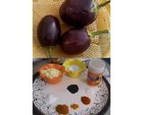 A picture of step 1 of Brinjal fry.