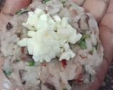 A picture of step 4 of Rice &Bean aranchini balls.