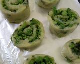 A picture of step 3 of Potato And Peas Pinwheel Snacks.