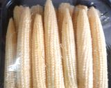 A picture of step 1 of Grilled cheesy babycorn.