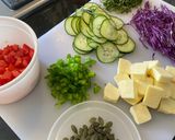 A picture of step 1 of Tahini Pasta Salad.