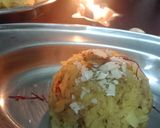 A picture of step 4 of Kesar bhaat.