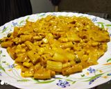 A picture of step 4 of Penne Masala pasta.