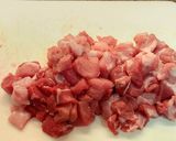 A picture of step 1 of Pork in tomatoes 🍅.