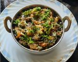 A picture of step 11 of Khandeshi special jalgaon green brinjal roasted bharta.
