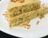 A picture of step 2 of Basbausa (semolina cake).