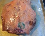 A picture of step 5 of Leg of lamb, baked brinjals and potatoes.