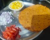 A picture of step 1 of Papad Paneer Corn Chat.