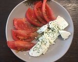 A picture of step 8 of Caprese with cheese made from milk and yogurt.