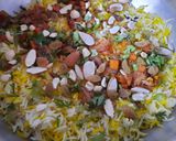 A picture of step 11 of Kashmiri Pulao.