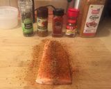 A picture of step 3 of Blackened Salmon with Green Beans and Cajun Gouda Mac 🌶.