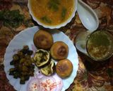 A picture of step 1 of New Version Of Roti And SabziStuffed Aloo Bhindi in cooker with Mogra Dal And Masala Chaas.