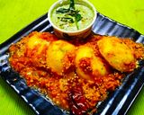 A picture of step 5 of Masala Idli.
