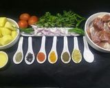 A picture of step 1 of Punjabi alo gosht.