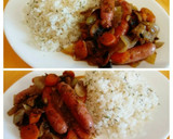 Foto del paso 8 de la receta: Salchichas de pollo con verduras y arroz aromatizado