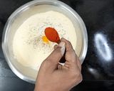 A picture of step 1 of Kadi patta mathri.