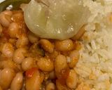 A picture of step 7 of Turkish Kuru Fasulye (beans in tomato sauce).