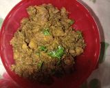 A picture of step 4 of Palak soyabean keema.