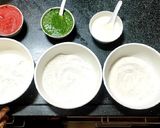 A picture of step 1 of Tricolour dhokla.