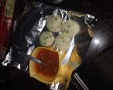 A picture of step 3 of Rava idli with tomato soup.