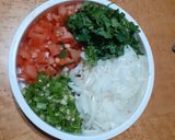 A picture of step 1 of Alu Dahi Pholki Chat.