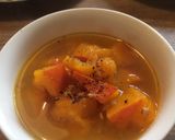 Hình bước làm 3 của món Canh bí đỏ hạnh nhân