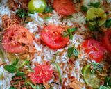 A picture of step 16 of Red potato beef biryani.