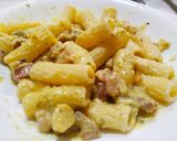 Foto del paso 11 de la receta: Pasta con tropezones de jamón, crema de calabacín y quesos
