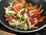Espaguetis con pollo <agridulce >