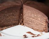 A picture of step 13 of Chocolate layered Crepes Cake.