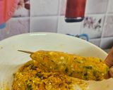 A picture of step 3 of Veg seekh kabab.