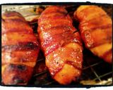 A picture of step 5 of Sticky Mustard Glazed Bacon wrapped Chicken.