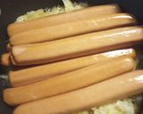 A picture of step 1 of Hotdogs and Sauerkraut cooked in Beef Stock. With an option.