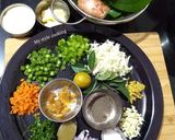 A picture of step 1 of Malabar spinach soup.