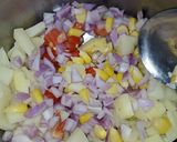 A picture of step 1 of Monaco sandwich and papad Chaat.