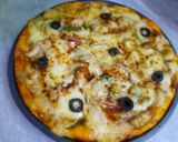 A picture of step 7 of Chicken fajita pizza 🍕🍕.