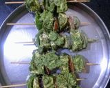 A picture of step 4 of Pahaadi paneer tikka or hariyali paneer tikka.