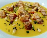 Foto del paso 5 de la receta Crema de calabaza con torreznos y piñones
