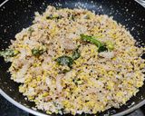 A picture of step 3 of Arisi upma (rice rava upma).