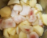 A picture of step 1 of My Little Apple +Peach Crumble. 😁.