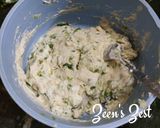A picture of step 2 of Black Gram Fritters with Leek.