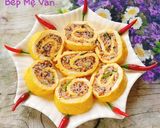 Hình bước làm 5 của món Trứng cuộn giò sống hấp